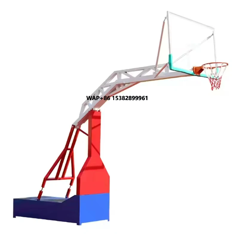 Basketball Hoop - ห่วงบาสเก็ตบอลแบบพกพาปรับระดับได้ พร้อมแผ่นหลังกระจกนิรภัย สำหรับใช้ในร่ม/กลางแจ้ง ปรับความสูงได้ง่าย