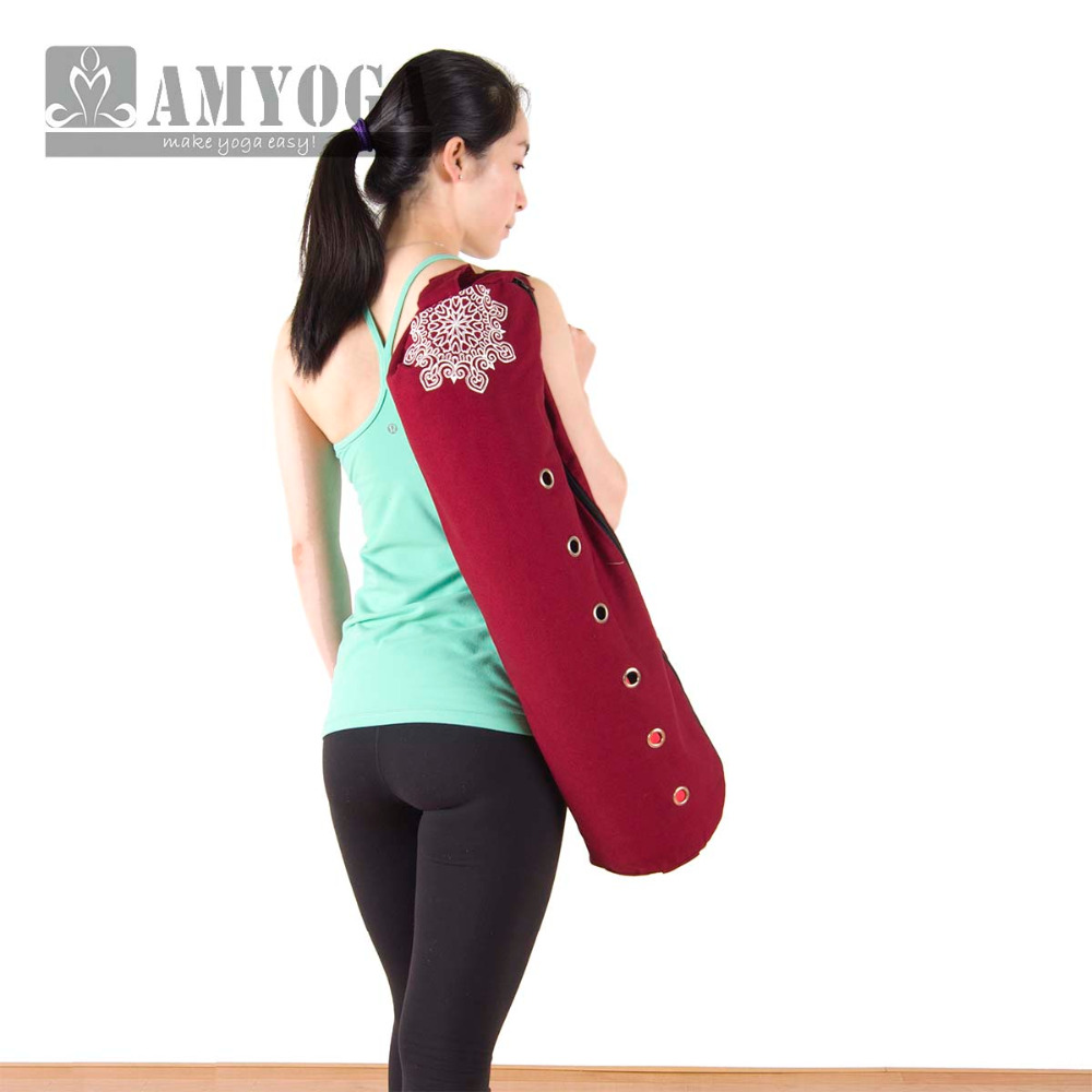 Yoga Mat - กระเป๋าใส่เสื่อโยคะแบบผ้าแคนวาส กระเป๋าสะพายไหล่เดียวสำหรับใส่เสื่อออกกำลังกาย กระเป๋าเป้สะพายหลังสำหรับฟิตเนสและกีฬา กระเป๋าโยคะสำหรับเสื่อขนาด 6-8 มม.