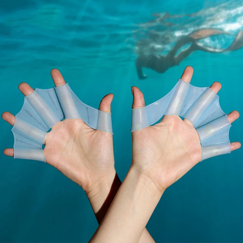 Sports Equipment 5 Years Old - ซิลิโคนว่ายน้ํา Fins Flipper ผู้ชายผู้หญิงเด็กสระว่ายน้ํากีฬา Professional การฝึกอบรมนิ้วมือถุงมือ