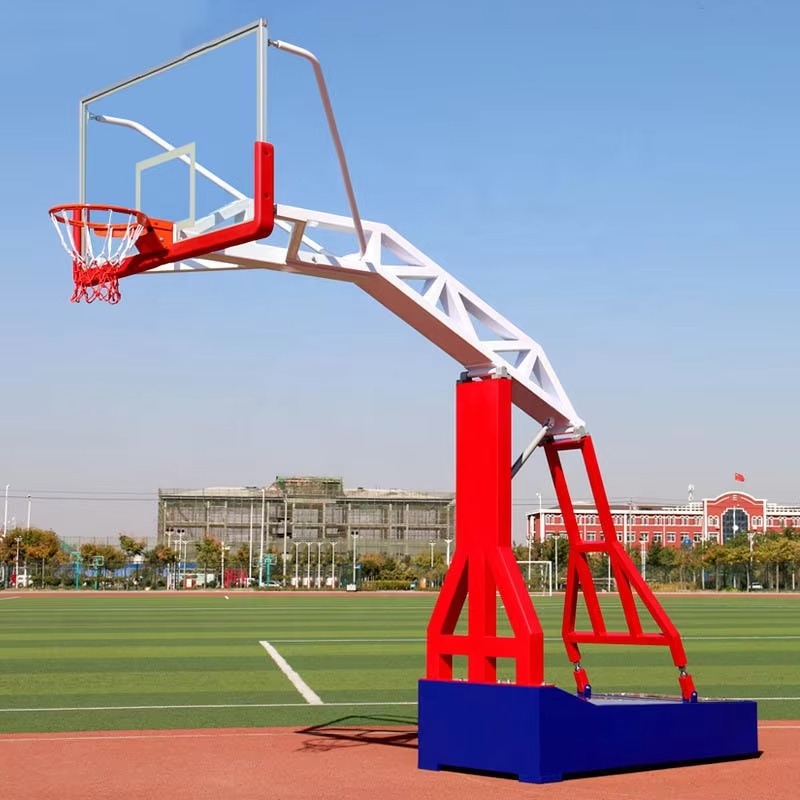 Basketball Hoop - แป้นบาสเก็ตบอลแบบตั้งพื้น โครงเหล็กเคลือบกระจก สำหรับเล่นในร่มและกลางแจ้ง พกพาสะดวก เหมาะสำหรับผู้ใหญ่ ฝึกซ้อมได้ทุกวัน