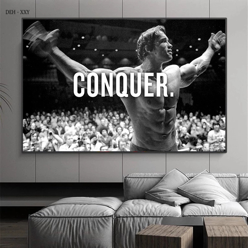 Sports Equipment Poster - Arnold Schwarzenegger ฟิตเนสโปสเตอร์และพิมพ์สร้างแรงบันดาลใจ Wall Art ภาพวาดผ้าใบ