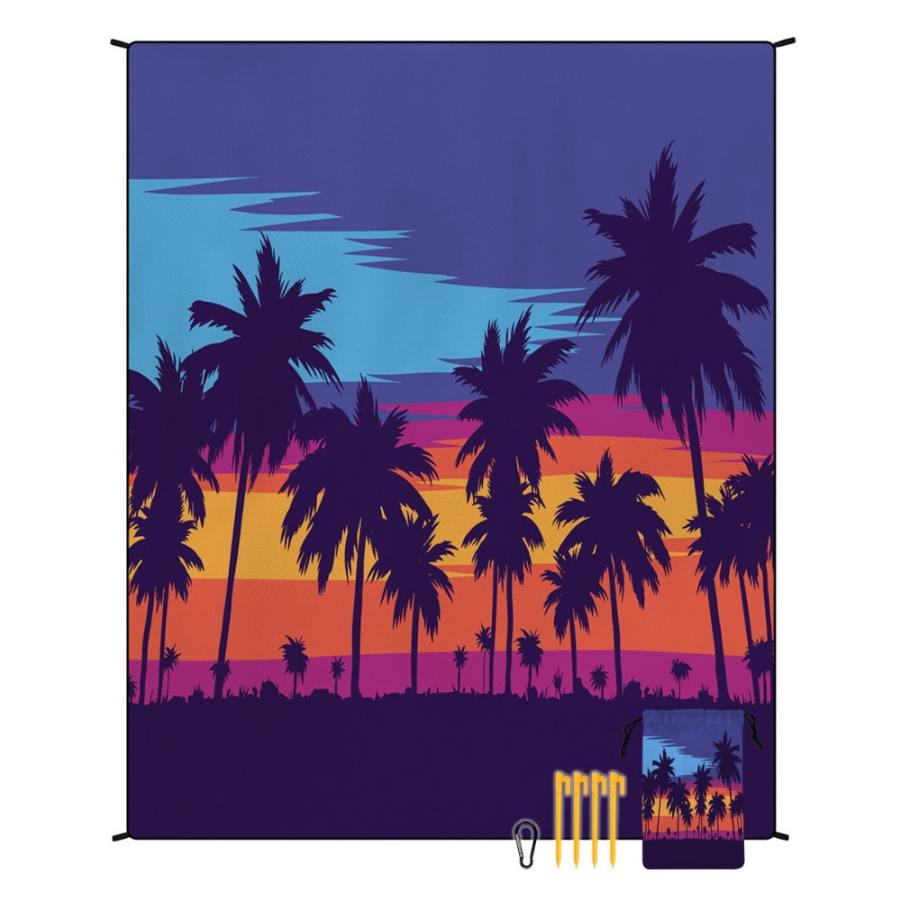 Yoga Mat - ผ้าขนหนูชายหาดลายต้นปาล์ม 71x86.6 นิ้ว ผ้าปูโยคะ ผ้าห่มปิกนิก ผ้าห่มออกกำลังกาย