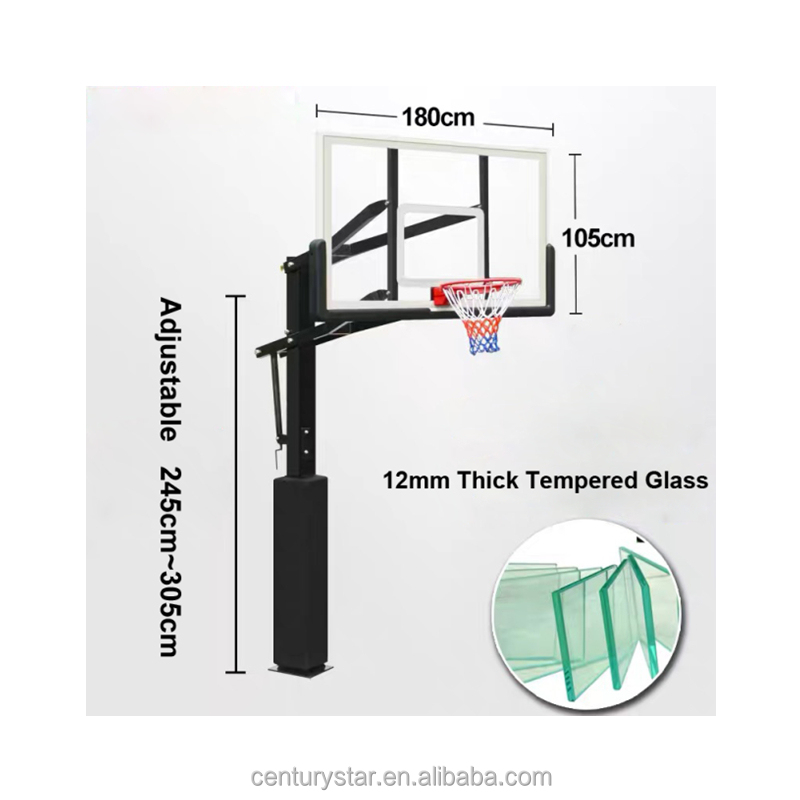 แป้นบาสเก็ตบอลแบบฝังพื้นพร้อมห - Basketball Hoop บทวิจารณ์และราคา